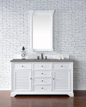 Load image into Gallery viewer, Savannah 60&quot; Single Vanity Cabinet, Bright White, w/ 3 CM Grey Expo Quartz Top James Martin Vanities