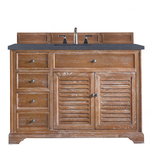 Savannah 48" Single Vanity Cabinet, Driftwood, w/ 3 CM Charcoal Soapstone Quartz Top James Martin Vanities
