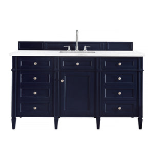 Brittany 60" Victory Blue Single Vanity w/ 3 CM Arctic Fall Solid Surface Top James Martin Vanities