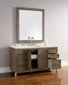 Bathroom Vanities Outlet Atlanta Renovate for LessChicago 60" Single Vanity, Whitewashed Walnut w/ 3 CM Eternal Marfil Quartz Top