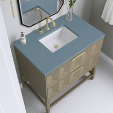 Load image into Gallery viewer, Bathroom Vanities Outlet Atlanta Renovate for LessEmmeline 36&quot; Single Vanity, Pebble Oak w/ 3CM Cala Blue Top