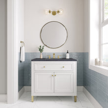 Load image into Gallery viewer, Chicago 36&quot; Single Vanity, Glossy White w/ 3CM Charcoal Soapstone Top James Martin Vanities