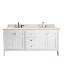 Load image into Gallery viewer, Palisades 72&quot; Double Vanity, Bright White, w/ 3 CM Eternal Marfil Quartz Top James Martin Vanities