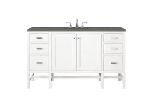 Addison 60" Single Vanity Cabinet , Glossy White, w/ 3 CM Grey Expo Quartz Top James Martin Vanities