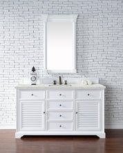 Load image into Gallery viewer, Savannah 60&quot; Single Vanity Cabinet, Bright White, w/ 3 CM Eternal Jasmine Pearl Quartz Top James Martin Vanities