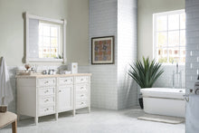 Load image into Gallery viewer, Brittany 60&quot; Bright White Single Vanity w/ 3 CM Eternal Marfil Quartz Top James Martin Vanities