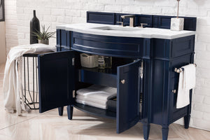 Brittany 46" Single Vanity, Victory Blue w/ 3 CM Arctic Fall Solid Surface Top James Martin Vanities