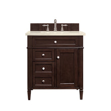 Load image into Gallery viewer, Brittany 30&quot; Single Vanity, Burnished Mahogany, w/ 3 CM Eternal Marfil Quartz Top James Martin Vanities