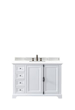 Load image into Gallery viewer, Providence 48&quot; Single Vanity Cabinet, Bright White, w/ 3 CM Classic White Quartz Top James Martin
