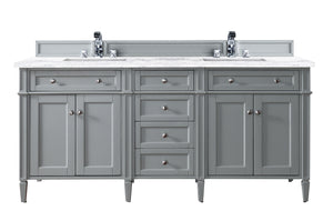 Brittany 72" Urban Gray Double Vanity w/ 3 CM Arctic Fall Solid Surface Top James Martin Vanities