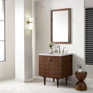 Bathroom Vanities Outlet Atlanta Renovate for LessAmberly 30" Single Vanity, Mid-Century Walnut w/ 3CM Eternal Jasmine Pearl Top