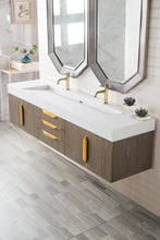 Load image into Gallery viewer, Mercer Island 72&quot; Double Vanity, Ash Gray, Radiant Gold w/ Glossy White Composite Top James Martin Vanities